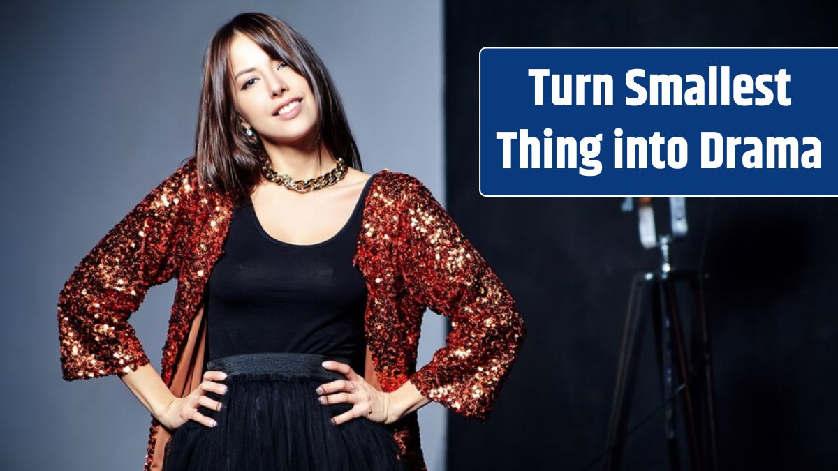 Woman with brightly blazer posing.